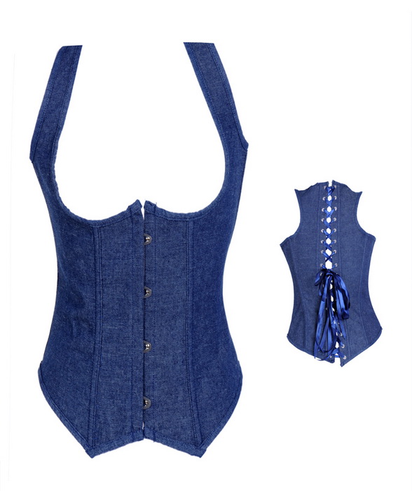 Denim Under bust Steel Boned Corset